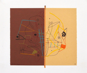 Collage, colored pencil, felt pen, 2018, 12 x 14", $500 July E