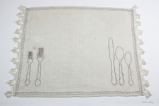 Linen placemat, human hair, 25” x 18” Clare Finin - Place Setting #1
