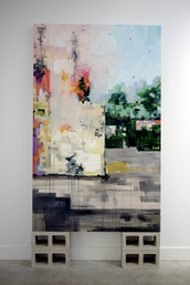 Oil, ink on linen, 2015. 86" x 53" Elizabeth McDonald - Digital Pyre