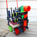 2014, Coasters, bar clamps, lighters, books, cleaner, straps, flashlight,
zip-ties, fiberglass rods, cloth, 56” x 12” x 18” Robert Jackson Harrington - Clean Destruction machine