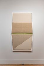 2020, hand woven cotton, yute, natural dyes, foam, poplar, wood, paint, 58 1/4, 33 1/2, 1 1/2 inches. Untitled (Below and Above)