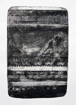 Collagraph on rising stonehendge paper, Edition of 20, E.V., 22.5” x 15” Raul Gonzalez - Excavation 1 #4