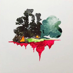 2018, mixed media on wood, 10" x 10", $600 Suchitra Mattai - wooded glory
