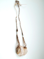 2014, Sterling silver, animal intestine, glue, woo,18” x 5” x 2” Masumi Kataoka - Untitled/Necklace