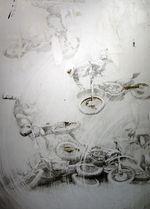 Graphite and gold leaf on paper, 72" x 66", 2016 Rachel Wolfson Smith - Newton's Law