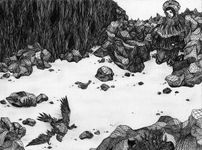 Pen & ink on paper, 12” x 15” Katie Rose Pipkin - here is the seeker who walks in the high mountains