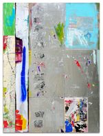 2017, mixed media painting with image transfer on multi-panel, 44x32inches Cande Aguilar - Invincible