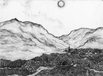 Pen & ink on paper, 12” x 15” Katie Rose Pipkin - Dawn becomes a furrowed brow