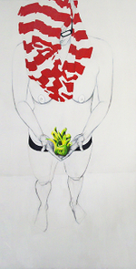 Gesso, pencil, acrylic, and house paint, 2014, 30" x 60" Jaelah Kuehmichel - Queer Fruit