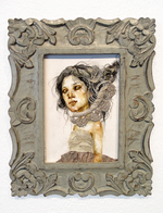 Ink and mixed media, 9” x 10.5” Megan Kimber - Feral Women Study #1