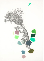 Marker 1.1</br>
graphite and colored pencil on drafting film</br>
14” x 12” Leigh Anne Lester