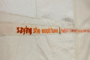 Annie Arnold - Detail of Description - silk chiffon cocktail dress, How can we get noticed if we’re all doing the same things? (appropriate attire)