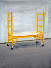 Oil, ink on panel, 2015. 12" x 9" Elizabeth McDonald - Study for Yellow Scaffolding