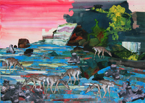collage on paper, 15" x 20 3/4", 2012, $2200 Libby Barbee - Incidental Interference