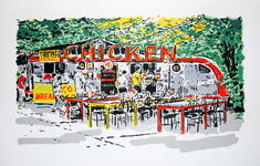 Silk screen print on archival paper, 22” x 30” Pat Snow - Chicken