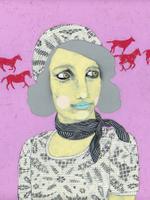 Acrylic/charcoal, graphite on panel, 12” x 16” Jennifer Davis - Cordelia