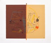 Collage, colored pencil, felt pen, 2018, 12 x 14", $500 July E