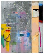 Multimedia painting with image transfer and found object on multipanel, 30x24, 2017, Sold Cande Aguilar - Step by Step Version 2