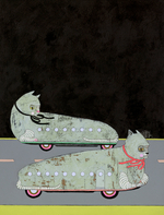 Acrylic, charcoal & graphite on panel, 12” x 16” Jennifer Davis - Cat Cars