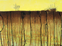 Silk screen on archival paper, 22” x 30” Sabra Booth - Black Gold
