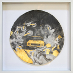 Graphite and gold leaf on paper, 15" x 15", 2016 Rachel Wolfson Smith - Night