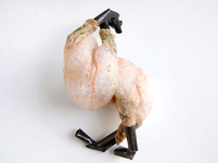 2013, Animal intestine, sterling silver, nickel, glue, 3.5” x 3” x 3” Masumi Kataoka Untitled/Brooch