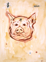 Mixed media on paper, 20” x 25.5” Paul Beck - Though his heart was pure, his deeds were dirty