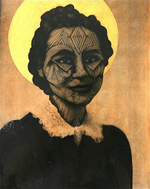 Pen & polyurethane on paper mount on wood, 8” x 10” Adrian Landon Brooks - Warpaint #4