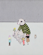 Acrylic/charcoal, graphite on panel, 12” x 16” Jennifer Davis - Pet