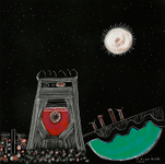 Acrylic on Scratchboard, 6” x 6” Cheryl Finfrock - The Water Rocks the Castle