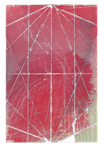 Arcylic on folded photograph, 4” x 6” William Hundley - Red Twins