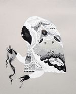 Gouache, tissue paper and pencil on paper, 10” x 12” Katy Horan - Widow