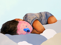 mixed media on birch panel, 24"x36", 2015 Carlos Donjuan - Wake Up