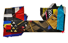 Cardboard, plexi, duct tape, acrylic, screws, nails, gold, 11” x 18.5” Raul Gonzalez - Small Bridge 7 (Future Painting and Past Painting)