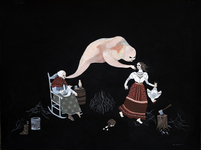 Gouache, flashe, tissue paper & glitter on paper, 28.75” x 22.75” Katy Horan My Ghostie is Gonna Gitcha!