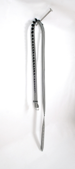 Resin, silver buckle, stainless steel nail. 84"x12"x12" Black Belt on a Nail