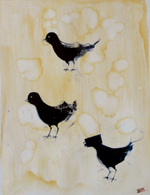 Mixed media on paper, 20” x 25.5” Paul Beck - A bird watching