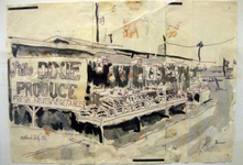 Ink on found paper, 11.5” x 9.5” Pat Snow - Little Dixie