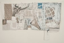 acrylic, mixed media on linen, 46"x72.5", 2015 Marilyn Jolly - Soft Steel Trap