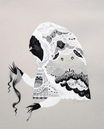 Gouache, tissue paper and pencil on paper, 10” x 12” Katy Horan - Widow