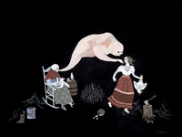 2013,Tissue paper, gouache, glitter, and flashe on paper, 19.25” x 24.25” Katy Horan - My Ghostie is Gonna Gitcha!
