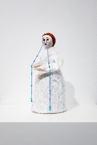 2021, polymer clay, styrofoam, wire, fabric, embroidery thread, glitter, beads, 3 x 8 inches. Untitled by Katy Horan