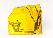 Acrylic, house paint, archival ballpoint pen, concrete, 7" x 8" x 2", 2017, $505 Raul Gonzalez - Ready To Go