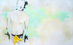 Gesso, pencil, charcoal, acrylic, house paint, and lacquer, 2013, 48" x 30" Jaelah Kuehmichel - Sink or Float