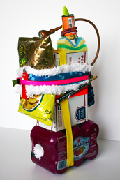 Mixed media, 10x8x20", 2015 Robert Jackson Harrington - Gold-top, Dog named Trigger shoots owner