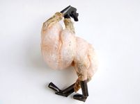 2013, Animal intestine, sterling silver, nickel, glue, 3.5” x 3” x 3” Masumi Kataoka Untitled/Brooch