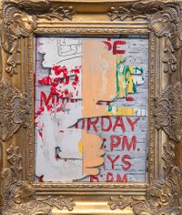 2020, multimedia painting with transfers on panel, 14 x 11 inches. Untitled 1