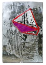 Mixed media painting on paper, 40" x 26", 2017, Sold Cande Aguilar_Dream Teacher