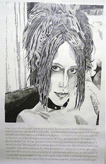 Graphite on paper, 52” x 33” Pat Snow - Record Shop Girl