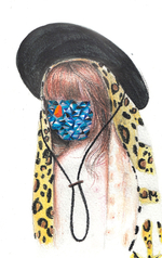 mixed media on paper, 8"x5", 2015 Carlos Donjuan - Cricket (Study)